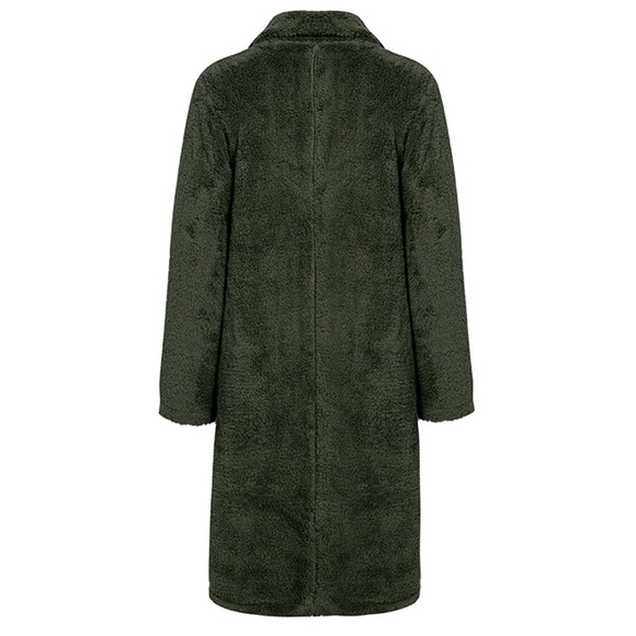 Olive Softest Teddy Plush Open Long Coat - Picture 3 of 3